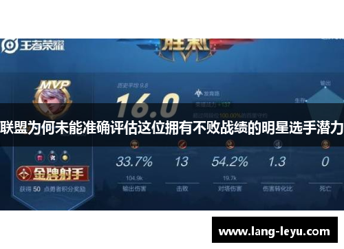 联盟为何未能准确评估这位拥有不败战绩的明星选手潜力